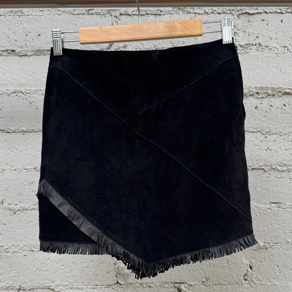Maje Envela Black Suede Fringe Skirt Size 4 (estimated) - Picture 3 of 16